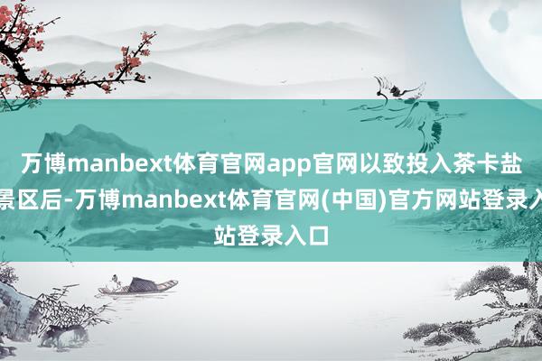 万博manbext体育官网app官网以致投入茶卡盐湖景区后-万博manbext体育官网(中国)官方网站登录入口